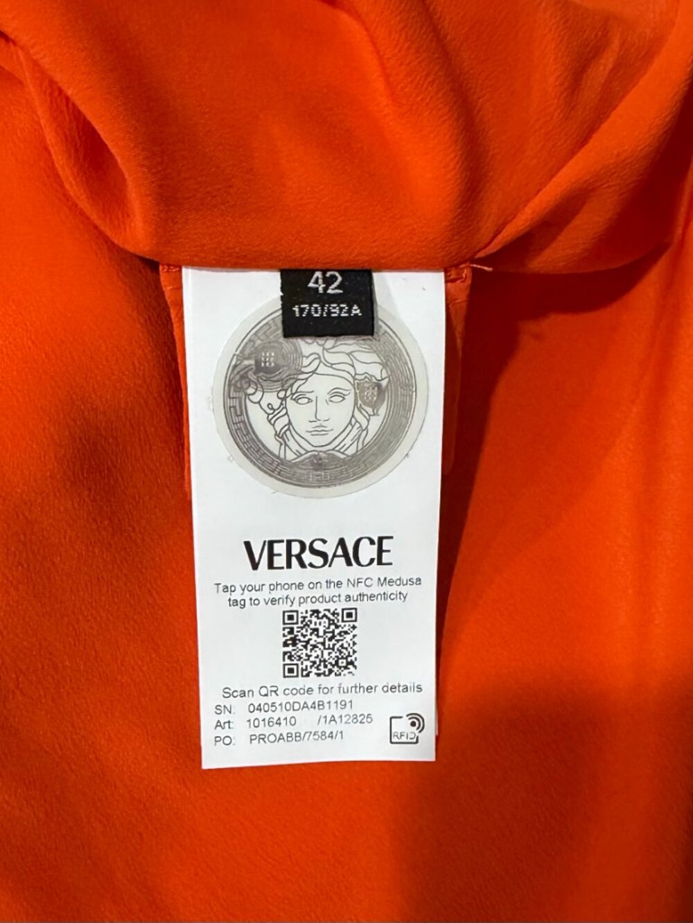 Versace Techno Cady Dress 10164101A12825 Size 6 US/M Papaya NWT - Picture 5 of 6